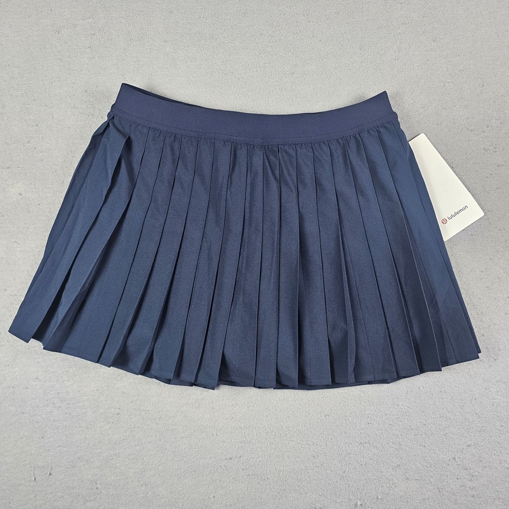 Lululemon High-Rise Pleated Tennis Skirt Womens 8 True Navy Liner Quick Dry NWT